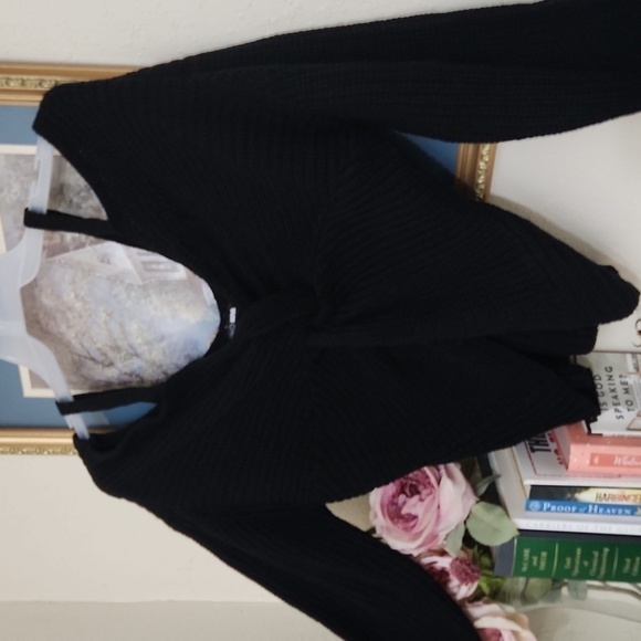 Chunky knit tie long sleeve Fashion nova sweater M Goth BASICS - Picture 11 of 11